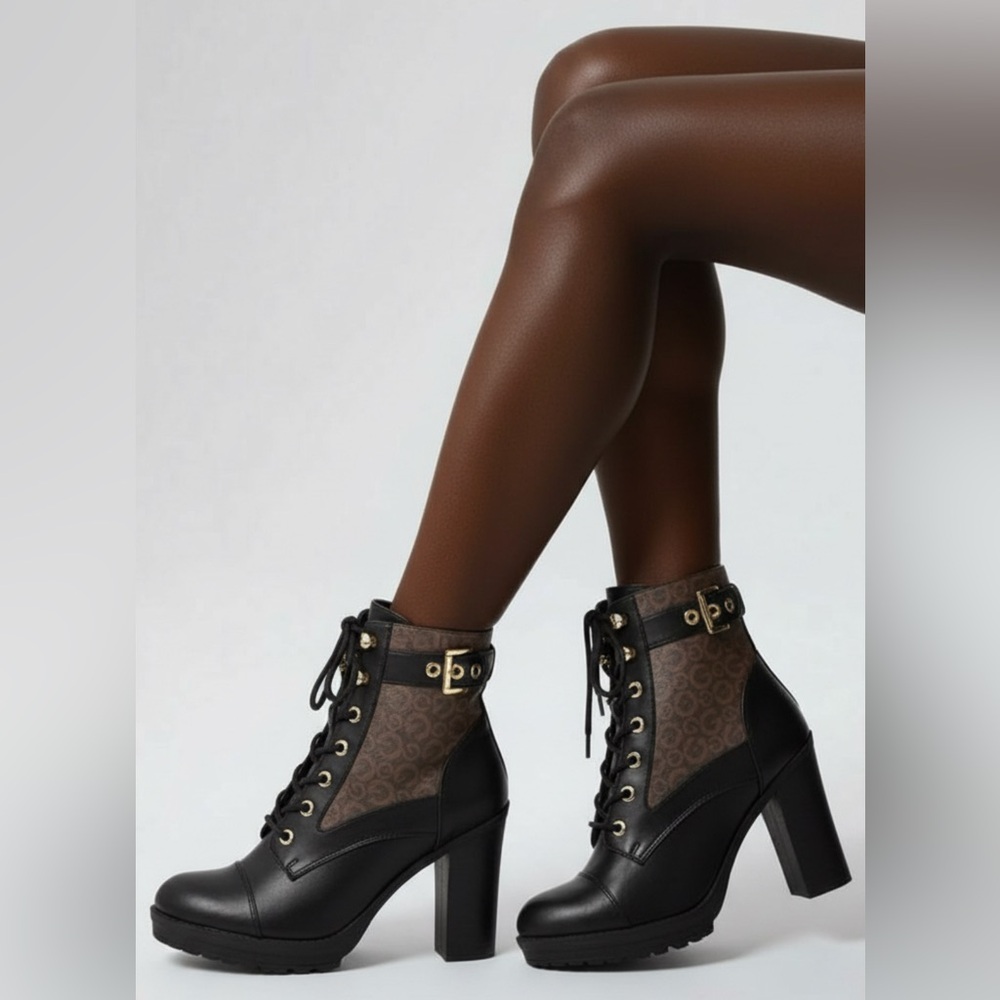 GBG Los Angeles Black and Brown Lace Up Boots
